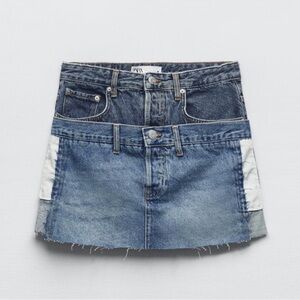 Zara double waist denim skirt